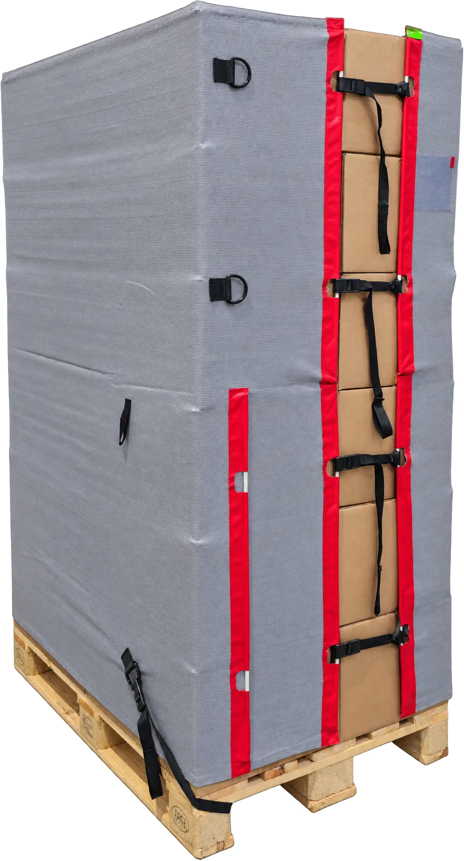 PalletGuard at full height on a loaded pallet