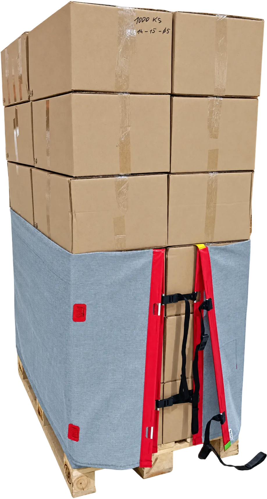 PalletGuard folded to half height on a lower load